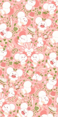 a pink background with many different animals on it