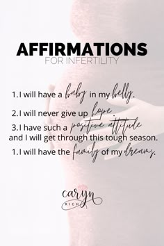 a pregnant woman's belly with the words affirmations written on it