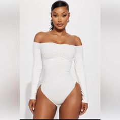 Fashion Nova ‘Kelly Off Shoulder Bodysuit’ - Off White Nwot, Still Have The Original Packing Bag. Gorgeous, Never Had A Chance To Wear It! Also Available In Black, Size Small (Nwot) And Medium (Nwt) Trade Or Purchase *Sold Out Style White Bodysuit For Day Out, Chic White Bodysuit For Day Out, Spring White Off-shoulder Bodysuit, Trendy White Lined Bodysuit, Casual White Bodysuit For Night Out, Trendy White One-piece Bodysuit, White Lined Bodysuit For Night Out, Country Fall Outfits, Swag Fits