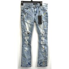 Bi-State Sales Shop Our Store Encrypted Womens Distressed Paint Splatter 5 Pocket Denim Blue Skinny Jeans 14 75% Cotton, 23% Polyester, 2% Spandex, Womens Size 14 Measurements In Inches: Sizeinseamwaist1427.515 All Measurements Are Approximate. We Are Human And Sometimes A Measurement May Be Off By A Very Small Amount. The Measurements Are Of The Item Listed. See Photos For Details About Condition, And Any Flaws The Item May Have. The Item Photographed Is The Item You Will Receive. Payment Polic Blue Jeans With Frayed Hem For Streetwear, Edgy Blue Jeans, Paint Splatter Straight Leg Denim Jeans, Spring Denim Bottoms With Paint Splatter, Spring Fitted Jeans With Paint Splatter, Trendy Paint Splatter Denim Jeans, Spring Paint Splatter Denim Bottoms, Edgy Acid Wash Jeans For Spring, Fitted Denim Jeans With Paint Splatter