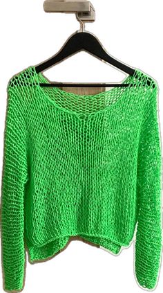 Green Fine Knit Stretch Sweater, Green Stretch Fine Knit Sweater, Green Stretch Sweater In Fine Knit, Green Crew Neck Open Knit Top, Green Open Knit Crew Neck Top, Green Long Sleeve Summer Sweater, Green Chunky Knit Long Sleeve Top, Casual Green Fine Knit Sweater, Green Long Sleeve Open Knit Top