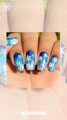 Winter Nail Inspiration: Brrrr…these nails definitely depict the cold vibes of winter. See more classic Christmas nail inspiration on our Winter Nail board and blog. Christmas Nail Inspiration, Christmas Songs Playlist, Holo Taco, Nail Board, Winter Inspired