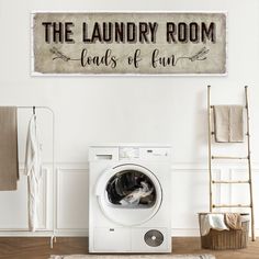 Loads of Fun The Laundry Room Sign - Image by Tailored Canvases Laundry Room Wall Art, Laundry Room Sign, Portrait On Canvas, Laundry Sign, Wash Dry Fold, Laundry Room Signs, Laundry Signs, Personalized Canvas, Housewarming Present