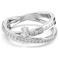 This twisting Hyperbola ring integrates multiple styles in one beautifully compact design. Its two overlapping rhodium plated bands are adorned with clear Swarovski Zirconia in channel and prong settings. An additional oval-cut crystal is placed in between for added impact. Pair with a matching bangle for a truly showstopping look. Flowers For Men, Complex Design, Swarovski Ring, Style Rules, Rose Gold Watches, Gold Plated Bracelets, Swarovski Jewelry, Gold Plated Rings, Square Cut