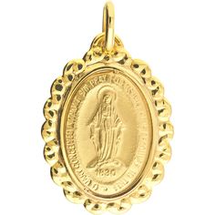 Olas d'Oro Necklace - 14K Yellow Gold Framed Oval Blessed Mary Medal Elegant Miraculous Medal Jewelry For Gift, Elegant Miraculous Medal Jewelry Gift, Traditional Gold Jewelry For Commemoration, Gold Engraved Oval Cabochon Necklace, Spiritual Oval Jewelry For Commemoration, Oval Spiritual Jewelry For Commemoration, Elegant Miraculous Medal Round Pendant Jewelry, Elegant Round Miraculous Medal Jewelry, Gold Oval Pendant Spiritual Jewelry