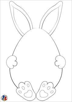 an easter bunny's face with ears and paws drawn on it, in the shape of