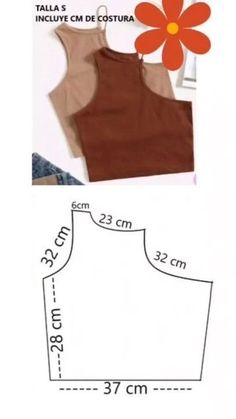 the sewing pattern for a top with a flower on it