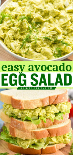 Avocado Egg Salad makes the perfect sandwich. Easy to throw together with the perfect flavors, you will love this spin on the classic egg salad. Egg Avocado Salad Recipe, Avocado Egg Salad With Cottage Cheese, Avacodo Egg Salad, Egg Salad With Avocado, Sandwich Easy, The Perfect Sandwich, Avocado Dishes, Perfect Sandwich, Classic Egg Salad