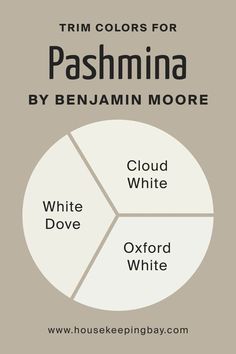 Best Trim Colors for Pashmina AF-100  by Benjamin Moore Benjamin Moore Pashima, Benjamin Moore Oxford White, Bm Chantilly Lace, Benjamin Moore Thunder, Benjamin Moore Pashmina, White Benjamin Moore, White Dove Benjamin Moore