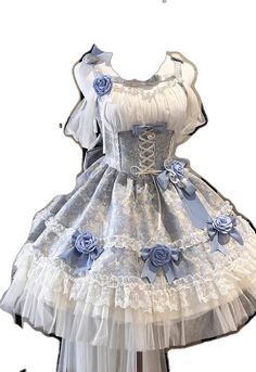 Blue Balletcore Dresses For Summer, Blue Balletcore Summer Dresses, Blue Summer Dresses In Balletcore Style, Blue Tiered Lace Dress, Gothic Princess, Punk Dress, Sweet Clothes, Garden Girls, Sweet Lolita