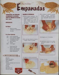 an advertisement with instructions on how to make bread in spanish and english, including pictures of the ingredients