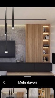 a living room filled with furniture and a flat screen tv on top of a wooden shelf