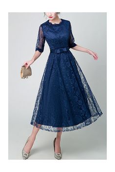 10% off now! lace round neck tea length wedding party dress with sheer sleeves online. Sheprom offers formal, party, casual & more style dresses to fit your special occasions. Wedding Lace Dress With Lace Patchwork In Midi Length, Wedding Midi Dress With Lace Patchwork, Lace Patchwork Midi Dress For Wedding, Lace Midi Mother Of The Bride Dress For Party, Elegant Lace Tea Length Dress For Party, Lace Mother Of The Bride Midi Dress For Party, Elegant Lace Tea Length Party Dress, Lace Midi-length Mother Of The Bride Dress, Elegant Wedding Midi Dress With Illusion Neckline