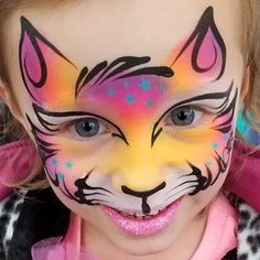 Kids Face Painting Easy, Cat Face Paint, Tiger Face Paint, Rainbow Face Paint, Princess Face Painting, Kitty Face Paint, Animal Face Paintings, Face Painting For Boys, Butterfly Face Paint