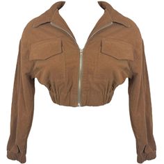 Front Pockets Zipper Closure Cropped Brown Crop Jacket, Png Top, Crop Jean Jacket, Brown Jacket, Big Girl, Cropped Jacket, Crop Jacket, Body Shape, Fashion Ideas