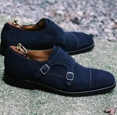 Shoes Size: US 6.5 Blue Suede Dress, Black Suede Dress, Suede Dress Shoes, Suede Shoes Men, Monk Shoes, Leather Shoes For Men, Mens Business Casual Outfits, Dress Shoes For Men, Handmade Leather Shoes