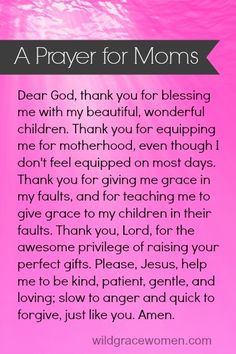 a prayer for moms with pink background