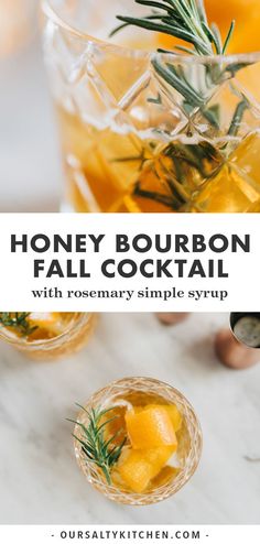 honey bourbon fall cocktail with rosemary simple syrup