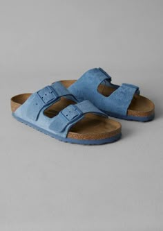 First introduced in the 1970s, these pared-back Arizona sandals are crafted in Germany by Birkenstock. Available in Cornflower Blue. Card Sorting, Linen Tableware, Mother Mother, Simple Clothing, Salt Air