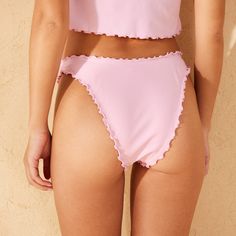 Women's Mid-Rise Ruffle Edge Ultra High Leg Super Cheeky Bikini Bottom - Wild Fable™ Pink XXS Cheeky Bikinis, High Leg, Swimwear Fashion, Wild Fable, Fitness Fashion, Mid Rise, Target, Elastic, Pink