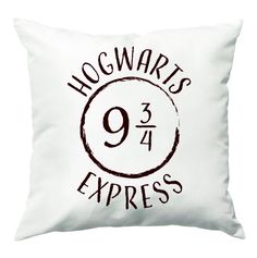 a harry potter pillow with the hogwarts express on it