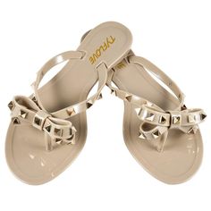 PRICES MAY VARY. ❤【TRUE TO SIZE】: True to size, heels measure approximately 0.4 inches" ❤【CLASSIC DESIGN】: studded Jelly flip-flops with bow about 34 metallic rivets, and anti-slide design with flower in the sole. ❤【PREMIUM QUALITY】: This Bow flip-flops were made by high quality soft rubber sole materials, and it is waterproof. ❤【WEARING OCCASIONS】: This Bow Sandals are perfect for beach pool rain summer casual or date party, it is a must for any occasion ★【You Will Get】TYFLOVE women flip flops Adjustable Beige T-strap Sandals For Beach, Adjustable Synthetic T-strap Sandals For Beach Season, Adjustable Beige T-strap Toe Post Sandals, Beige Jelly Sandals For Summer Vacation, Trendy Beige Jelly Sandals For Summer, Summer Vacation Beige Jelly Sandals, Adjustable Flat Heel Flip Flops For Party, Adjustable Flat Jelly Sandals For Summer, Adjustable Beige T-strap Sandals For Vacation