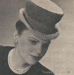 Stylish Homburg Hat Crochet Top Hat, Homburg Hat, Crochet Hat For Women, Homburg, Style Steampunk, Vintage Crochet Pattern, Crochet Vintage, Motif Vintage, Stylish Top