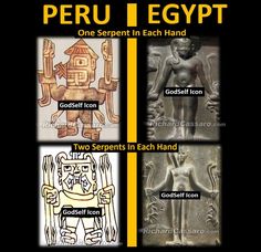 four different types of statues with the words peru igept in each hand