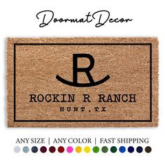 personalized door mat with the letter r on it and colors to choose from,