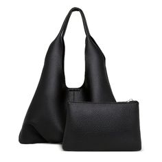 PRICES MAY VARY. Elegant PU Leather Construction: Expertly crafted from high-quality PU leather for a luxurious feel and durability. Slim and Spacious Design: Measures 14.57" L x 9.45" H x 1.97" D, providing ample space in a sleek profile. Versatile 2-Piece Set: Offers the flexibility of a large tote for general use and a removable pouch for more compact needs. Convenient Double Handles: Features comfortable double handles for versatile carrying options, either by hand or on the shoulder. Though Urban Bags, Large Handbag, Underarm Bag, Large Handbags, Functional Accessories, Leather Hobo Bag, Big Bags, Casual Tote, Black Tote