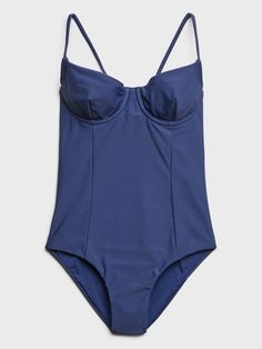 Onia | Chelsea One-Piece Swimsuit | Banana Republic Modern Swimwear With Built-in Bra For Summer, Elastane Swimwear With Built-in Cups, Compressive Swimwear With Built-in Bra For Beach, Underwire Swimwear With Built-in Bra, Fitted Swimwear With Built-in Cups For Summer, Padded Summer Swimwear In Elastane, Blue Seamless Polyamide Swimwear, Solid Swimwear With Built-in Bra, Blue One-piece Polyamide Swimwear