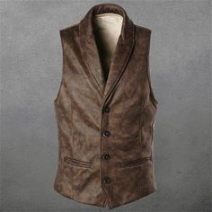 Mens V Neck Suede Single Breasted Jacket Vest Coat Leather Waistcoat Waistcoat Men Casual, Victorian Waistcoat, Dress Suit Vest, Men Vintage Style, Motorcycle Leather Vest, Slim Vest, Waistcoat Men, Mens Suit Vest, Style Steampunk