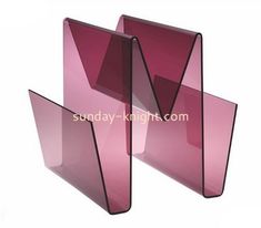 Custom W shape purple acrylic magazine holder Brochure Stand, Book Display Stand, Brochure Holder, Newspaper Stand, Business Card Displays, Purple Acrylic, Shape Magazine