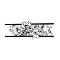 a black and white drawing of flowers