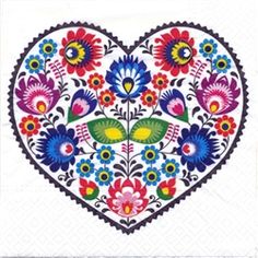 a colorful heart with flowers and leaves