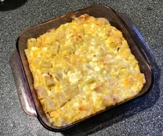 a casserole dish sitting on top of a counter