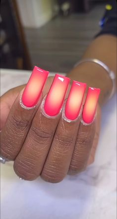 Nail inspo, square nails, long nails, aura nails, pink nails, summer nails, yellow ans pink nails, airbrush nails, glossy nails, shiny nails, black girl nails, Sparkly Aesthetic Nails, Summer Nails 2024 Long Square, Green Square Nails Design, Unique Summer Nails 2024, Aura Nails Pink, Nail Inspo Square, Summer Nails Yellow, Square Nails Long, Trip Nails