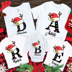 🎄 Celebrate the Season in Personalized Style with Our Family Christmas Name Shirt! This custom Christmas T-shirt is perfect for making your holiday gatherings even more special. Featuring a personalized family name or monogram, it adds a unique touch to your festive wardrobe. Whether you're coordinating for family photos, attending a Christmas party, or just enjoying a cozy evening together, this shirt is designed to make your holiday celebrations memorable. 🎁 Searching for a heartfelt gift th Customizable White Tops For Holiday, Customizable White Christmas Tops, Customizable Christmas T-shirt, Personalized Christmas Shirts, Christmas Names, Holiday Attire, Cozy Evening, Christmas Gathering, Family Christmas Shirts