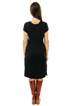 This is a more fun and edgy piece. There is a stretch mesh and floral front with a solid black t-shirt fabric back. It also come with a slip for those less adventurous . I will finish the neck for a more polished look. Have fun! Black Work Dresses With Side Slits, Black Workwear Dress With Side Slits, Black Dress With Side Slits For Work, Black Stretch Dresses With Side Slits, Black Stretch Dress With Side Slits, Chic Black Scoop Neck Dress, Black Fitted Scoop Neck Midi Dress, Black Fitted Midi Dress With Scoop Neck, Black Scoop Neck Midi Dress For Night Out