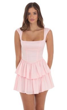 Wide Strap Ruffle Dress in Pink | LUCY IN THE SKY Spring Fling Dress, Confirmation Dresses, Princess Inspired Outfits, Dress Outfits Party, Happy Dresses, Cute Dresses For Party, Preppy Dresses