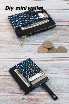 two small wallets with coins sitting next to each other