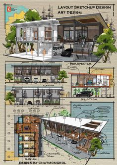 an architectural drawing shows the different sections of a house and how they are used to make it