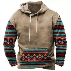 Male Hoodie, Aztec Hoodie, Printed Hoodie Men, Estilo Harajuku, Vintage Man, Oversize Casual, Streetwear Men, Streetwear Tops, Plus Size Hoodies