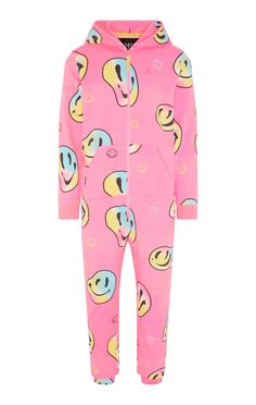 Keeping Smiling Jumpsuit Pink | Onepiece Playful Pink Onesie For Pajama Party, Casual Winter Onesie With Cartoon Print, Casual Pink Jumpsuits And Rompers For Lounging, Pink Printed Cotton Onesie, Pink Cotton Printed Onesie, Pink Cotton Onesie For Pajama Party, Pink Cartoon Print Onesie For Loungewear, Trendy Pink Sleepwear For Lounging, Cotton Graphic Print Onesie For Loungewear