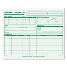 TOPS 3287 Employee Record File Folders, Straight Cut, Letter, 2-Sided, Green Ink (Pack of 20)