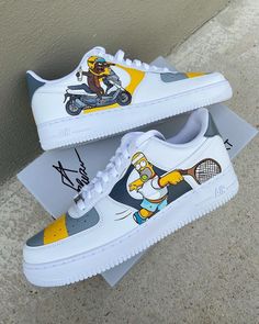 custom hand painted air force 1. Older kids size uk1 --uk5.5  ￡168 Adults size uk2.5-uk12  ￡208 - brand new in box; - Each pair is personally handmade, and painting with premium leather paint and topped with a finisher for extra protection; - Please ensure that you double check your size before ordering.  - For customized designs, feel free to leave us a message, We are willing to have your ideas done; Trendy Trainers, Custom Af1, Anime Wedding, Unique Sneakers, Air Force 1 Custom, Shoes Trendy, Custom Air Force 1, Style Anime