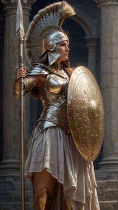 Female Gladiator, Athena Greek Goddess, Athena Goddess Of Wisdom, Spartan Women, Roman Warriors, Warrior Goddess, Goddess Athena, Greek Warrior, Greek Statues