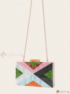 Bird in Bag - Exquisite Acrylic Evening Bags: Stunning Colorful Panelled Clutch Bags for Ladies, Perfect for Weddings, Parties, and Elegant Dinners Shark Sleeping Bag, Elegant Dinners, Bags Colorful, Honeymoon Cruise, Bags For Ladies, School Bag College, Wedding Cocktail Party, Foldable Bag, Rhinestone Clutch