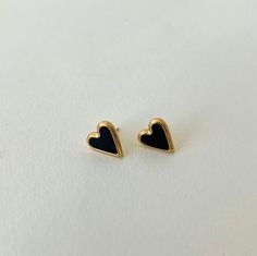 These earrings are 18k gold plated stainless steel stud earrings. Gold Heart Stud Earrings, Gold Heart Studs, Gold Heart Earring, Black Stud Earrings, Heart Earring, Black Stud, Earring Stud, Saratoga Springs, Heart Stud Earrings