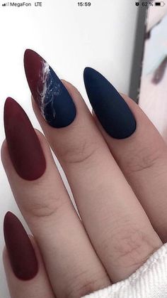 Quick Nail Art, Matte Nails Design, Almond Acrylic Nails, Blue Nail, Oval Nails, Chic Nails, Dope Nails, Short Acrylic Nails